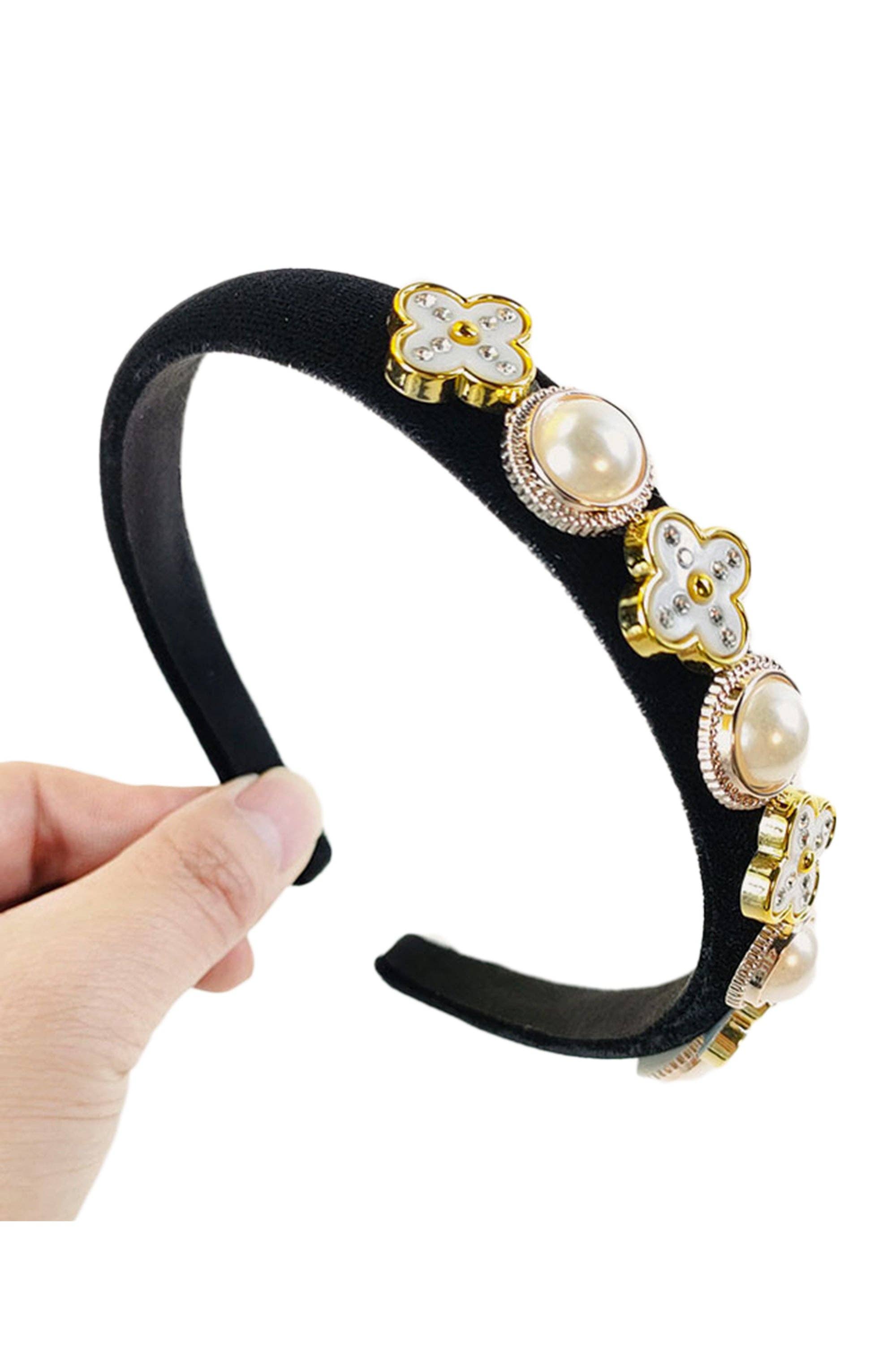 Ole - Wholesale Fashion Headband - Women's - Clover Pearl Acrylic Headband L32782