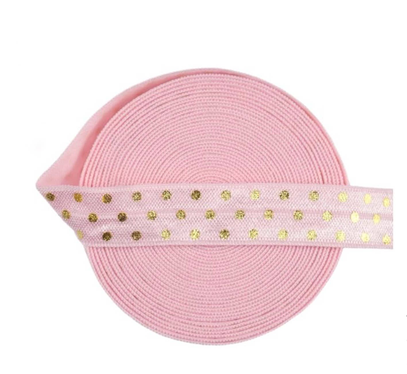 Jazy and Eve – wholesale Fashion Headband - Baby – Pink gold dots old over elastic, baby elastic  headband 0