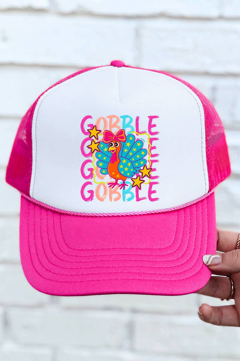 Wholesale Accessory Market - Wholesale Trucker Hat - Women's - Gobble Doodle Turkey Otto Hot Pink with White Foam Front Trucker Hat