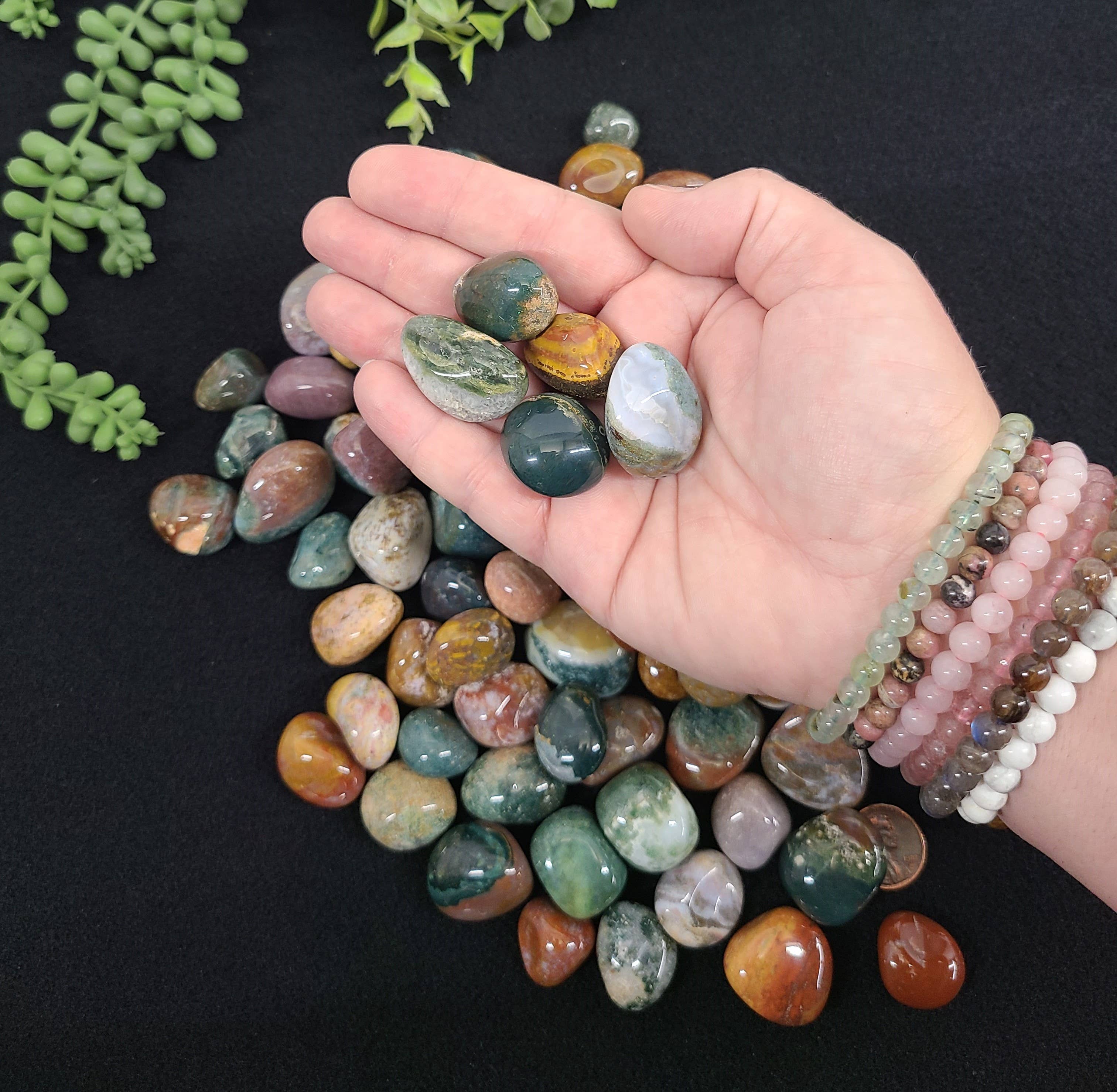 Meraki Gemstones - Wholesale Spiritual Stone/Crystal - Ocean Jasper Tumbled Stone (0.5kg/1.1lbs) 20-25mm3