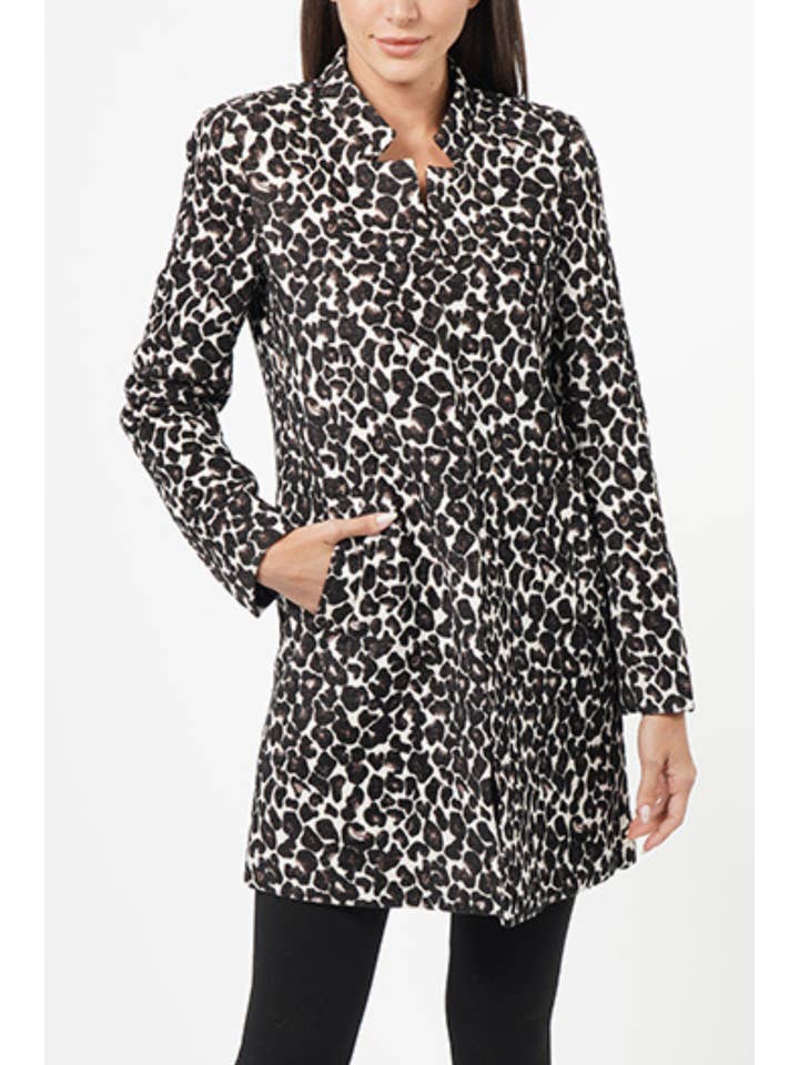 Love Token Mid-Length Leopard Print Coat for wholesale on Faire