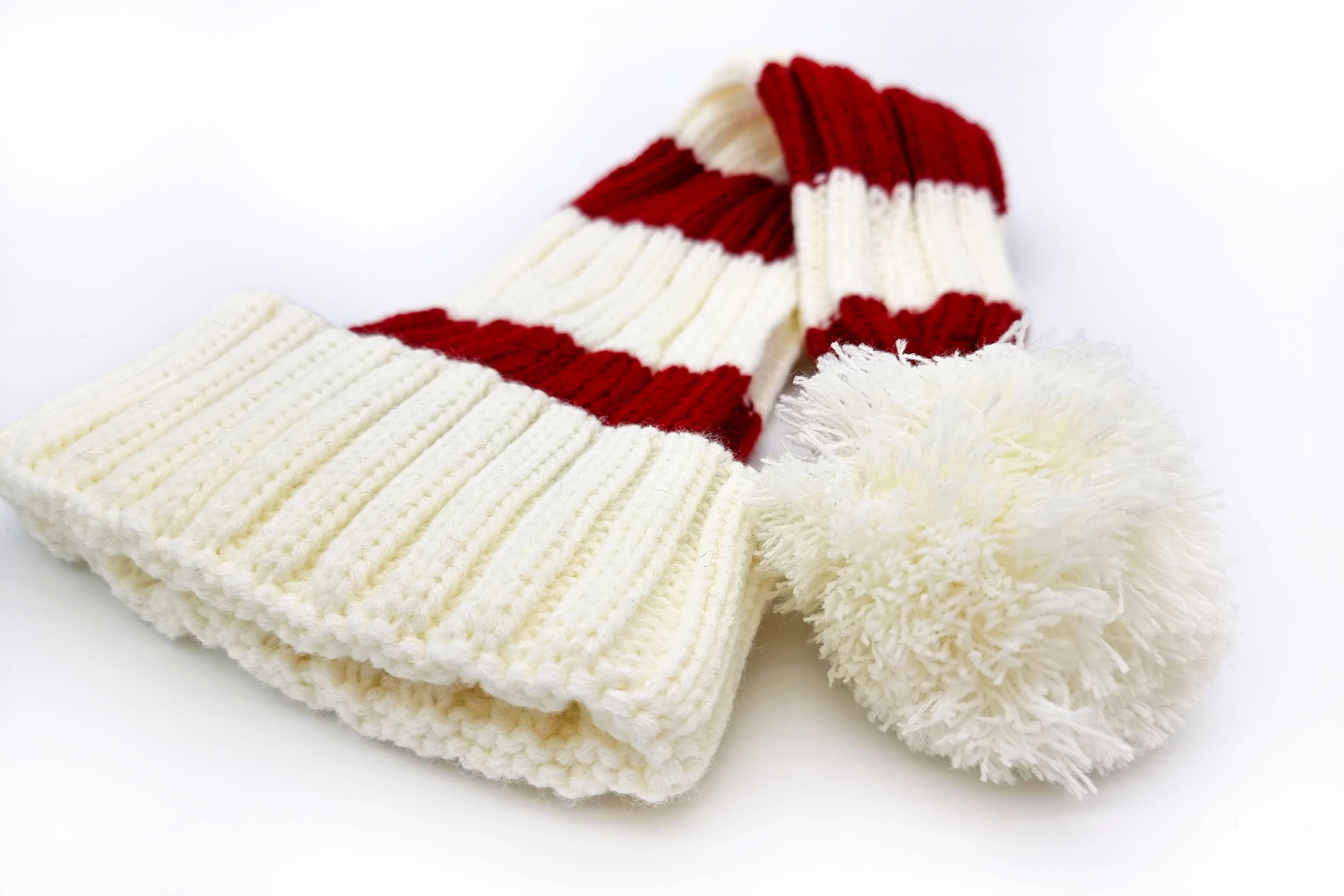 Snazzy Santa – wholesale Beanie – Unisex – Coarse Knitted Santa Hat - White and Red Stripes3