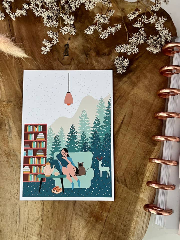 Postkort „Hyggeligt hjem“ for engroshandel hos Citrine Art Studio Shop