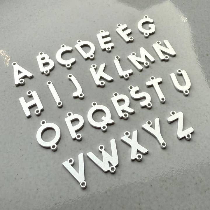 The Charm Gal - Wholesale Individual charm/pendant - Sterling Silver Initial Connectors