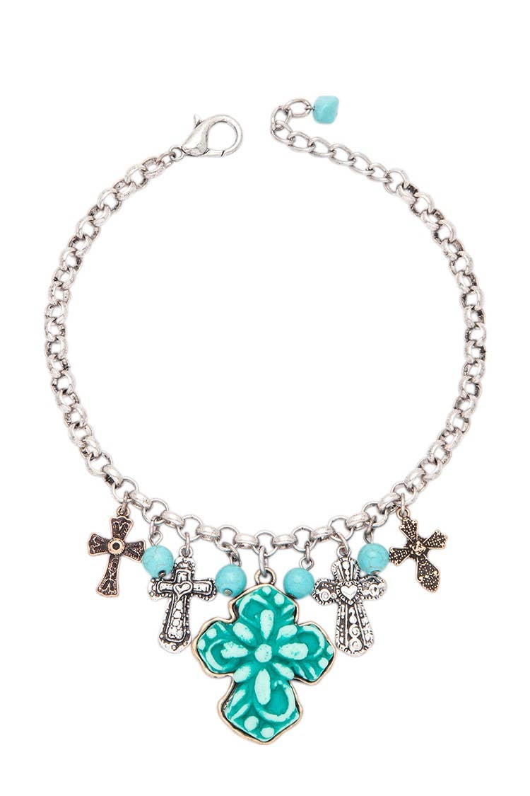 Rope & Spurs - Vendita all'ingrosso Accessorio per scarpe - Unisex - Ciondolo a forma di stivali Western con croce Mi4