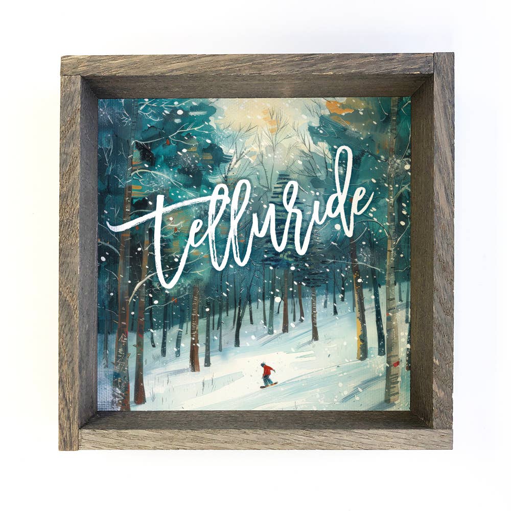 Hangout Home – wholesale Konsttryck – Anpassad snowboardåkare skidbacke träd - fjällstuga väggkonst