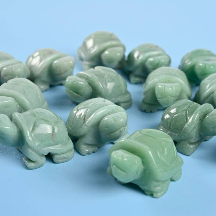 1.5" 2" Green Aventurine Carved Turtle Crystal Figurine for wholesale by ilovebeadsusa