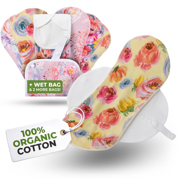 Organic Cotton EcoComfort Reusable Panty Liners for Women & Teens (Medium, 7-Pack) - Blossom for wholesale by natissy