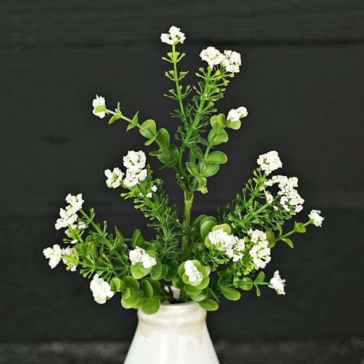Impressive Enterprises, Inc. - Wholesale Artificial Flowers - 35282- 12in Pick-Baby Breath with Eucalyptus-Cream1