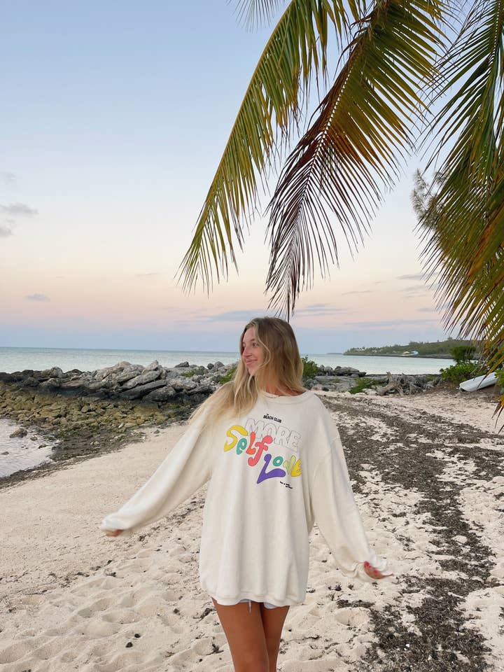 Self Love Corded Crewneck for wholesale by The Beach Club