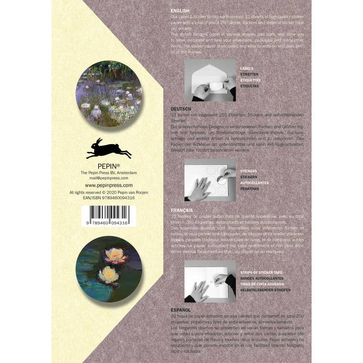 Pepin Press - Wholesale Sticker - Claude Monet Label Sticker & Tape Book1