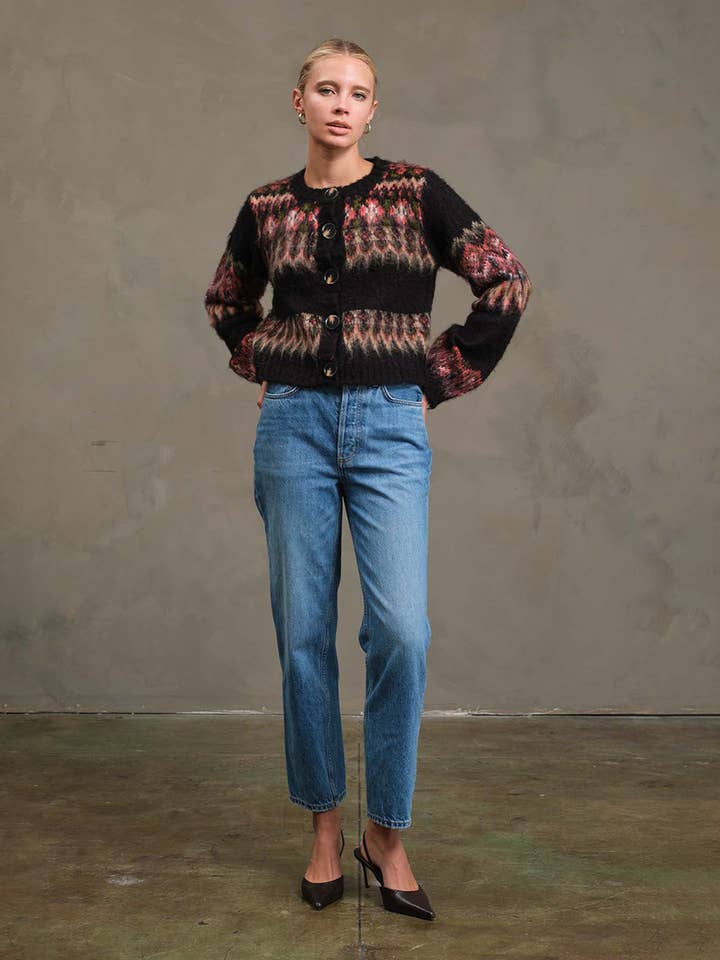 Icelandic Fuzzy Knit Cardigan - RSW1086 for wholesale by RAISONNEL