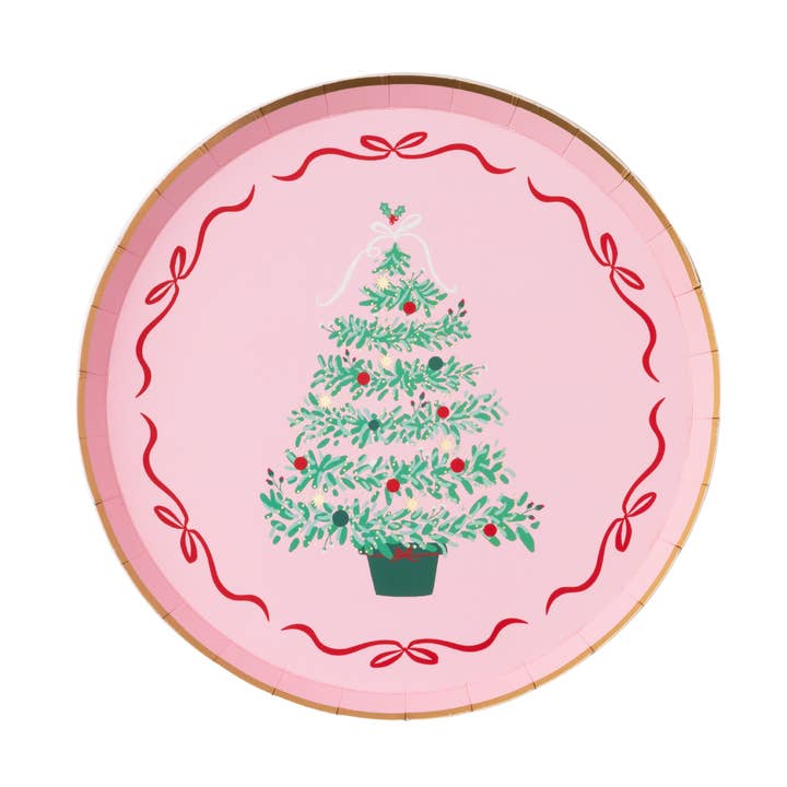 ASSIETTES À DESSERT SAPIN DE NOËL ROSE pour la vente par Bonjour Fête