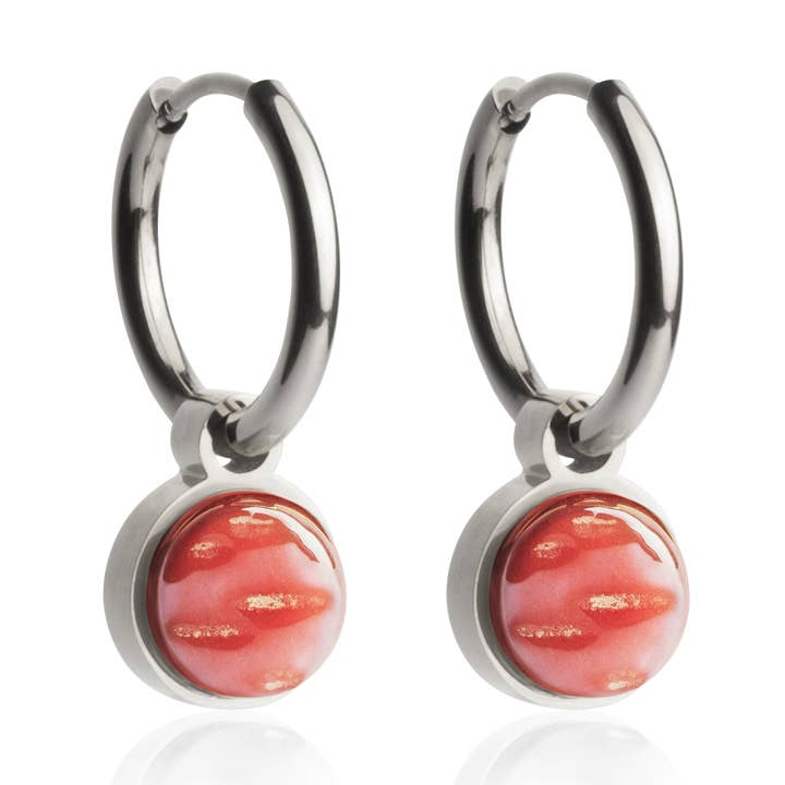 Mix & Match Creolen mit Anhänger • Silber/Kirschrot • 16 mm für den Großhandel von ALEXASCHA