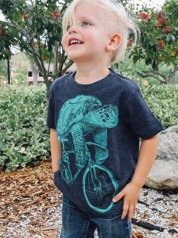 Seaturtle on a Bicycle Kids' Tee for wholesale by Dark Cycle Clothing