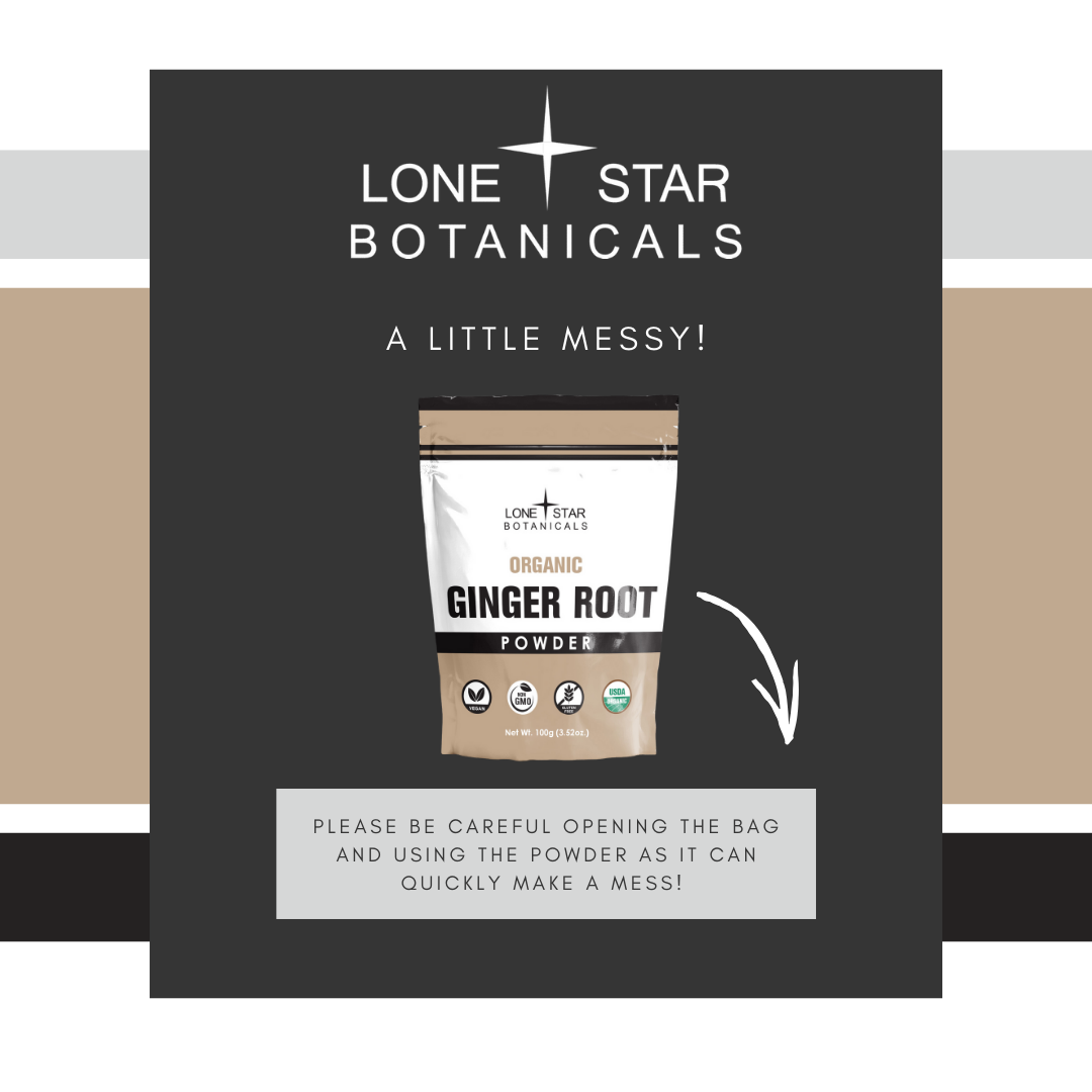 Lone Star Botanicals - Wholesale Protein/Superfood Powder - Organic Ginger Root Powder -- 3.52 oz5