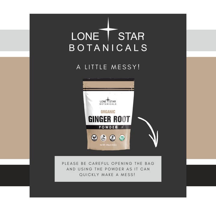 Lone Star Botanicals - Wholesale Protein/Superfood Powder - Organic Ginger Root Powder -- 3.52 oz5