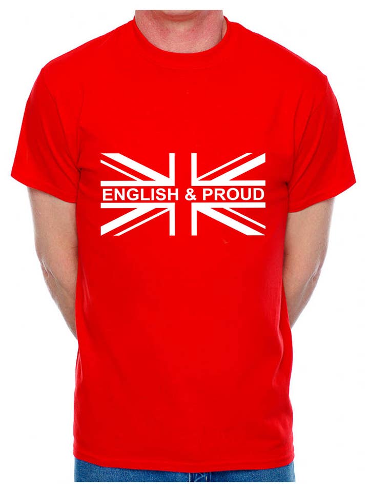 Print4U - Vendita all'ingrosso Maglietta serigrafata - Uomo - T-shirt da uomo personalizzata Union Jack English & Proud Country of Your Choosing3