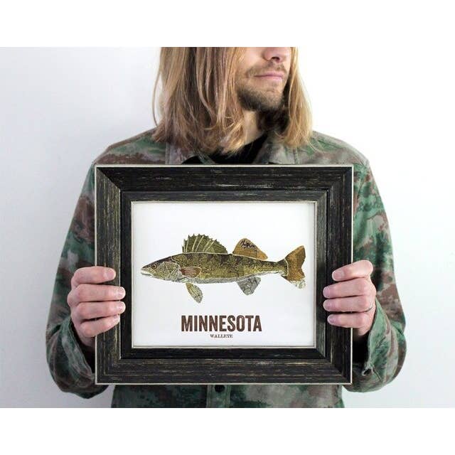 Wooden Pencil Company - Wholesale Art Print - Minnesota State Fish, Map Art - Walleye