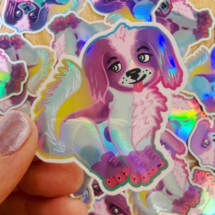 Create & Skate Factory - Wholesale Sticker - Skating Puppy Holographic Sticker0