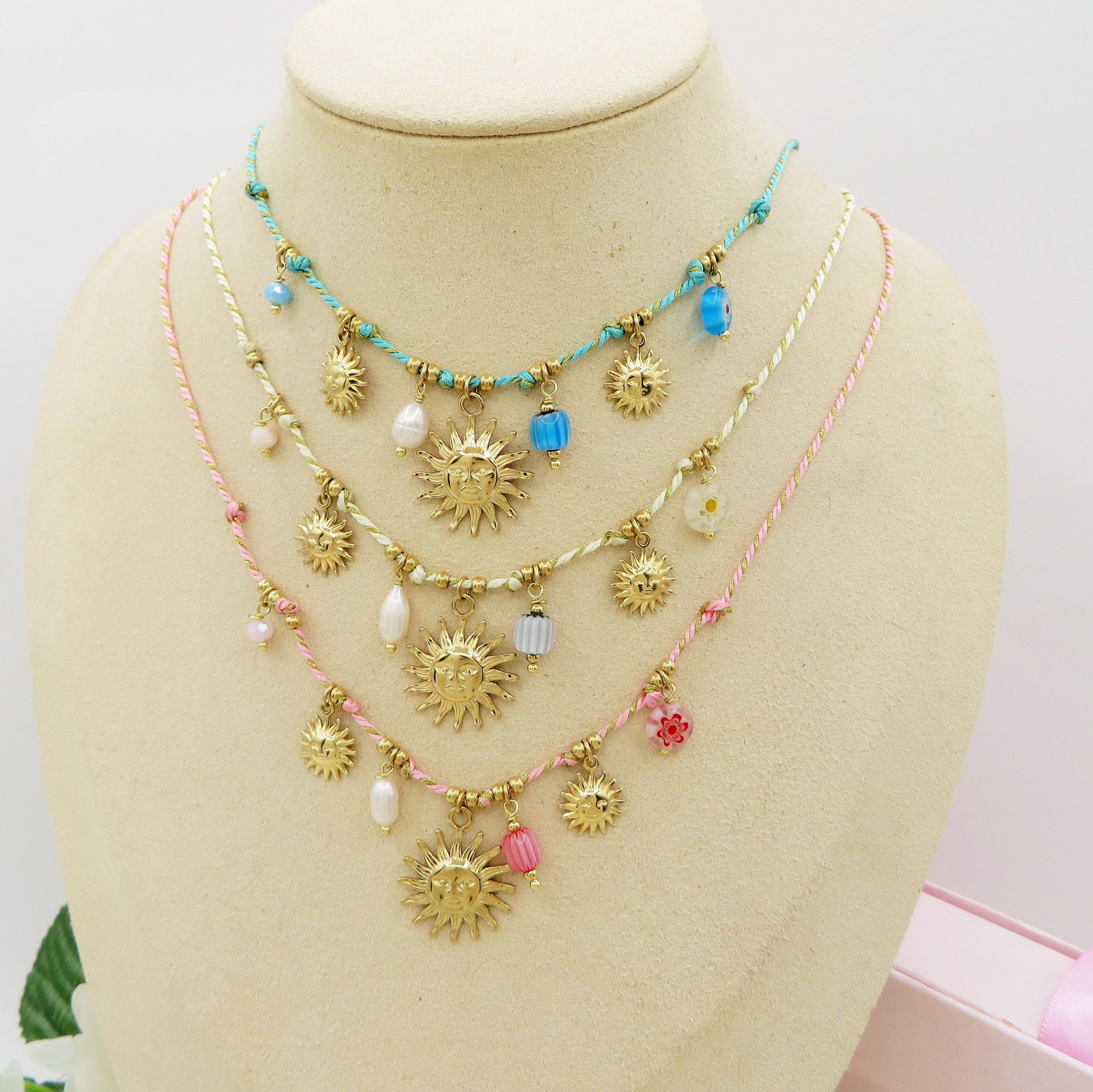 Daemon srls - Wholesale Pendant/Charm Necklace - SOLEIL COLLANA - ACCIAIO inossidabile - Collana catena charms sole e murrine4