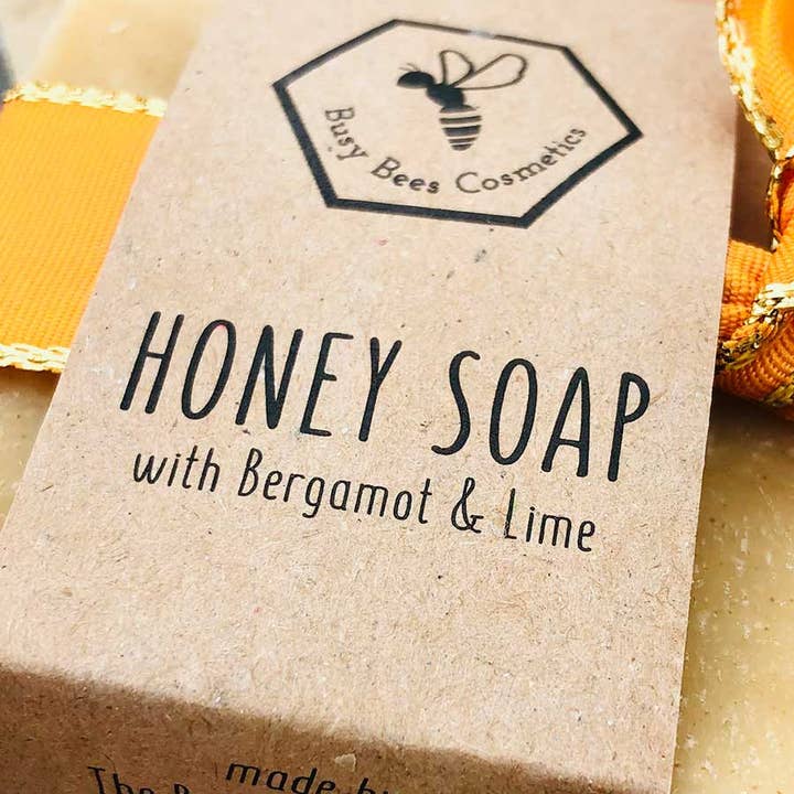 Busy Bees Cosmetics Limited - Wholesale Bar Soap - Beeswax & Honey Soap with Bergamot & Lime & Turmeric 90g