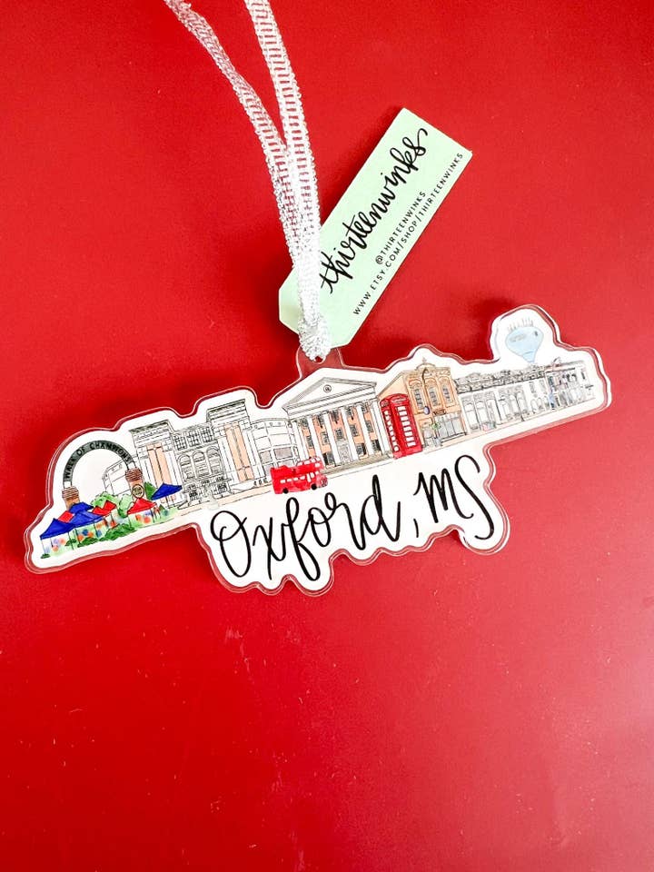 Oxford, MS Mississippi Skyline Acrylic Ornament, Mississippi Ornament for wholesale by Thirteenwinks