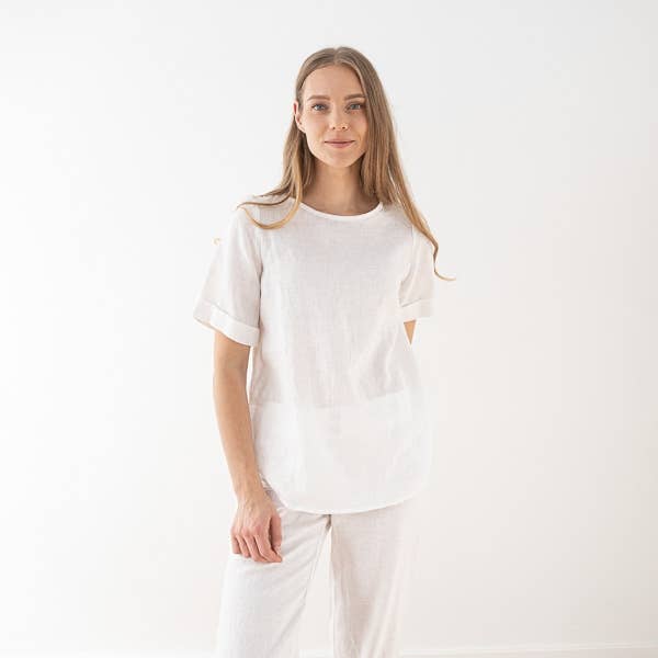 Linen Blouse White Luisa for wholesale by LinenMe