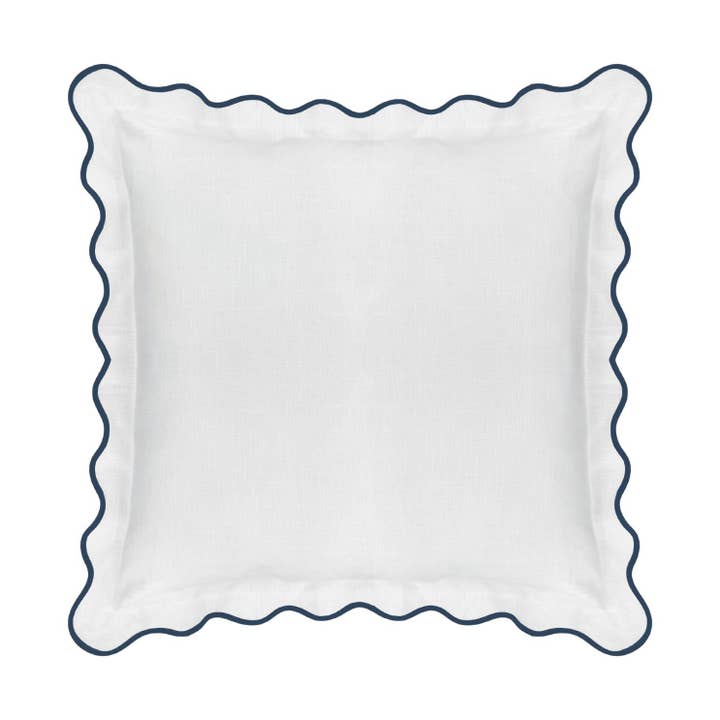 Laura Park Designs - Wholesale Bedding Pillowcase/Sham - Scalloped Sham, Navy / White