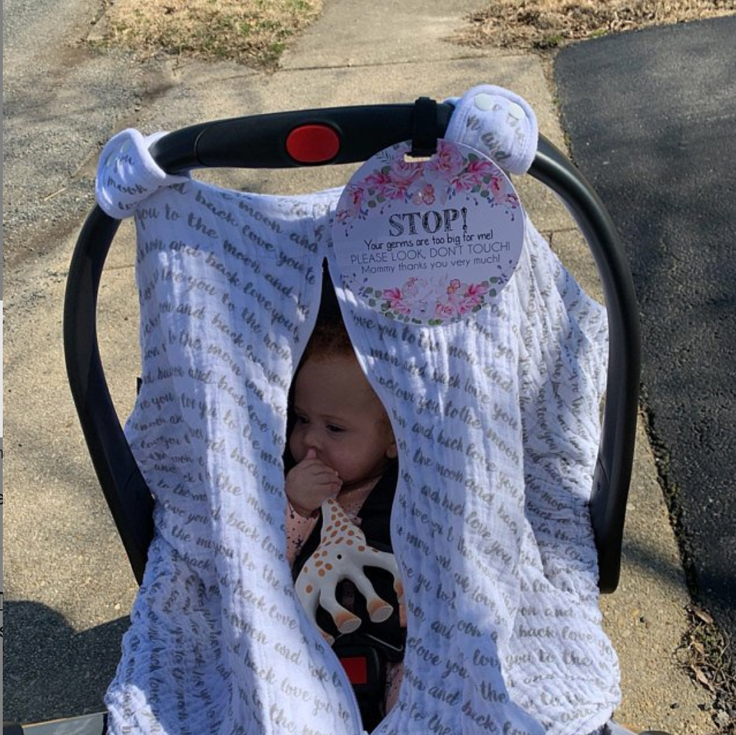 Three Little Tots - Wholesale Stroller Cover/Accessory - Baby - Flower No Touching Baby Car Seat and Stroller Tag18