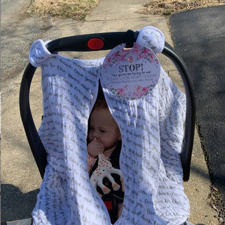 Three Little Tots - Wholesale Stroller Cover/Accessory - Baby - Flower No Touching Baby Car Seat and Stroller Tag18