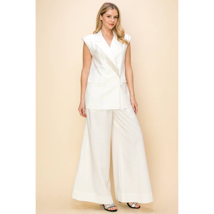 GILET SARTORIALE OVERSIZE CON BORDO GREZZO CON FRANGE per la vendita all'ingrosso da parte di VOCAL