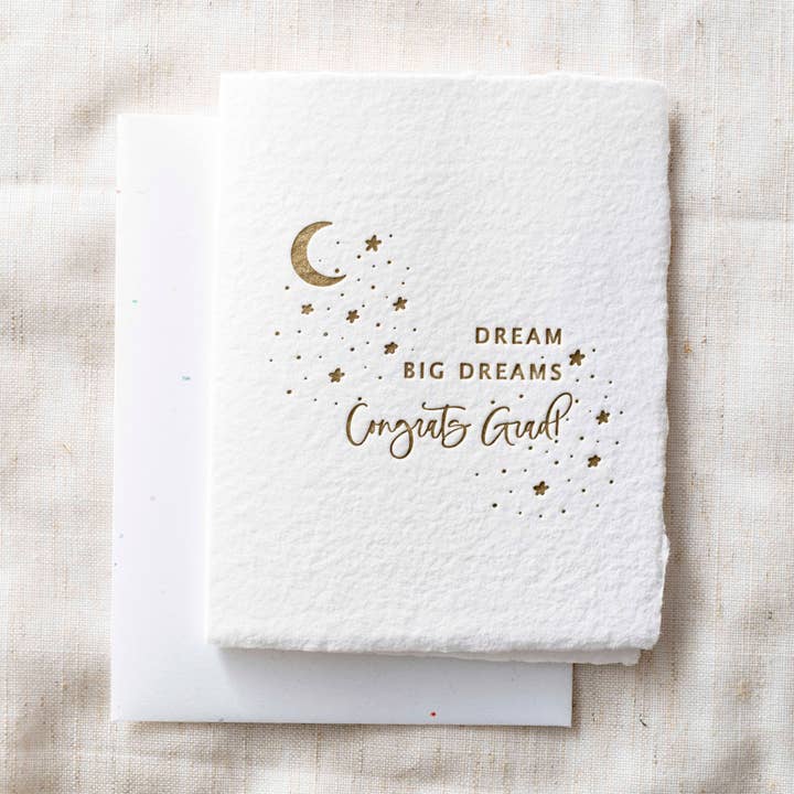 Dröm stora drömmar. Grattis Grad! | Examenskort för wholesale av Paper Baristas