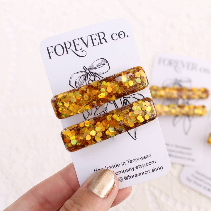 Sunshine Jumbo Haarspeldjes met glitterhars: antislip alligator voor wholesale door Forever Company