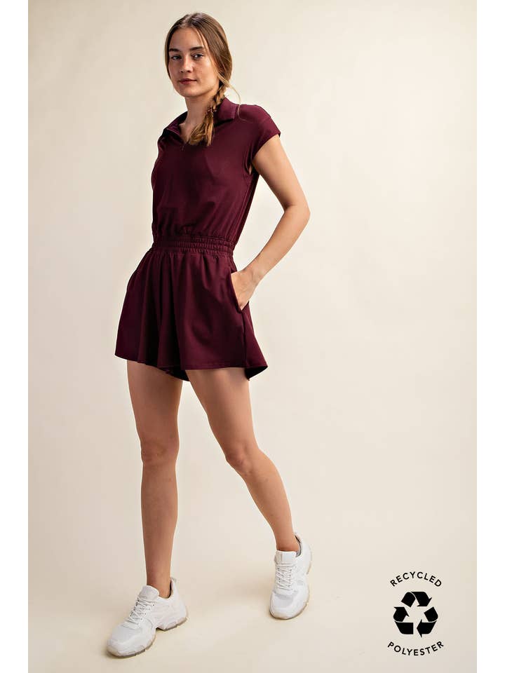 Rae Mode - Wholesale Romper - Women's - BUTTER SHORT SLEEVE QUARTER ZIP ROMPER