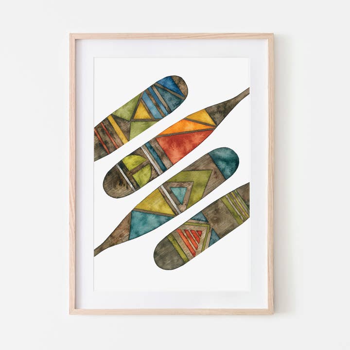 Painted Paddles Art Print for wholesale by Broken Paddle Studio