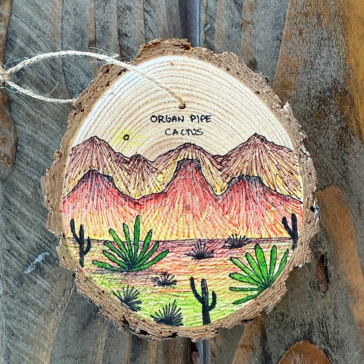 Organ Pipe Cactus National Monument Hand Drawn Ornament for wholesale by Parks Art Collection