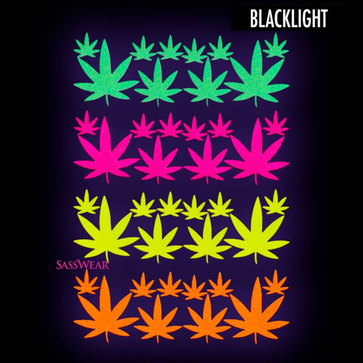 Sasswear - Wholesale Temporary Tattoo - Weed Blacklight Body Stickers-40pk6
