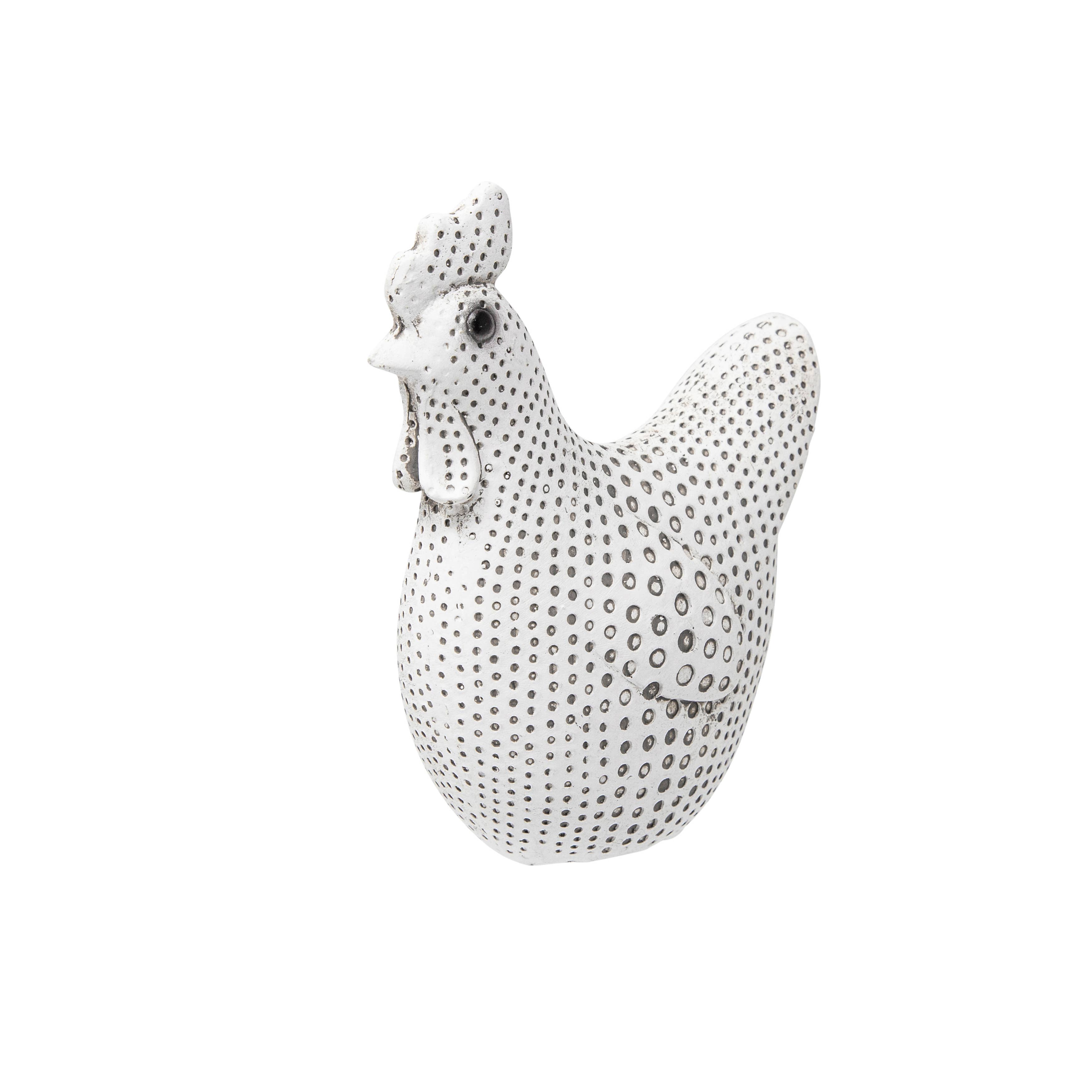 Sagebrook Home - Wholesale Decorative Figurine - Decorative Sculpture - White Resin Spotted Chicken, 5 in.5