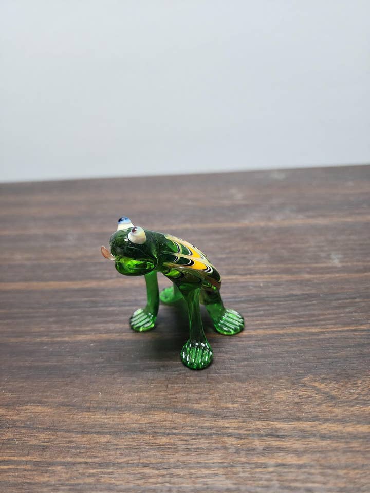 Naturally Colored Glass Figurine - Handcrafted - Frog Design for wholesale by Glass by Iness