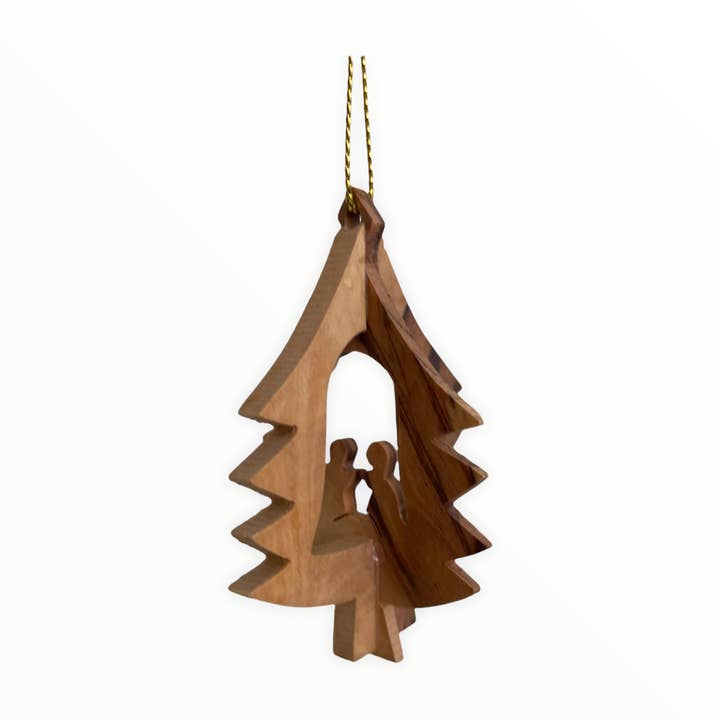 3D Tree Ornament with Nativity inside. for wholesale by Holy Land Imports