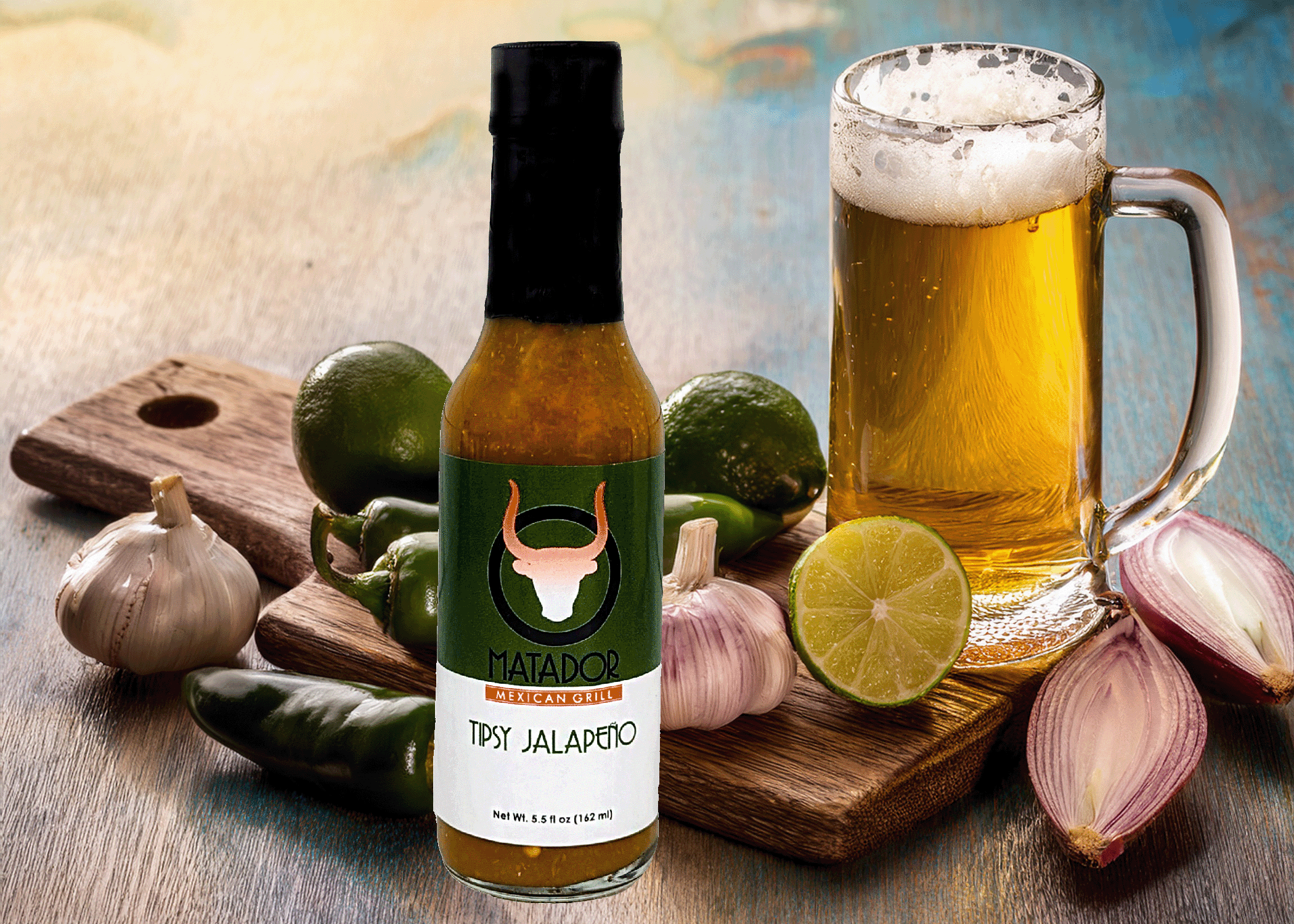 Matador Mexican Grill - Wholesale Hot Sauce - Tipsy Jalapeno Beer Infused Hot Sauce, Jalapeno Pepper Sauce0