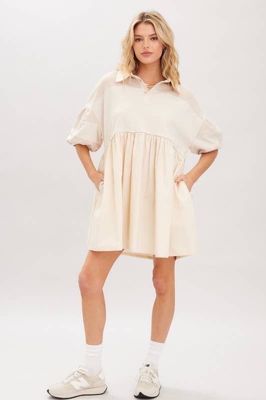 Beige Cotton Terry Mini Dress for wholesale on Faire4