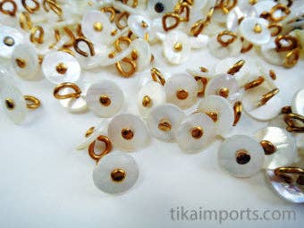 Tika - Vente Bouton à coudre/bouton-pression - Boutons victoriens coquillage blancs et dorés pour bottes, lot de 100 - bb132