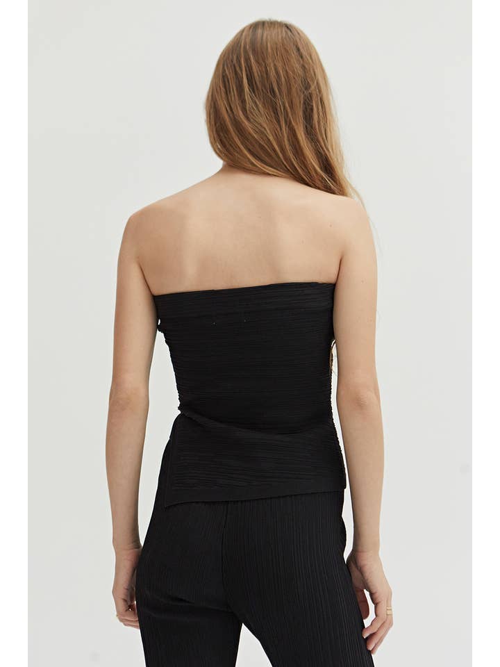 Black CT9063 - Camille Textured Bandage Knit Tube Top for wholesale on Faire