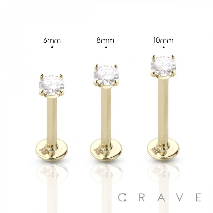 CRAVE - Vente Clous d'oreille - LABRET EN OR 14 CARATS À FILETAGE INTERNE EN ZIRCONE CUBIQUE1