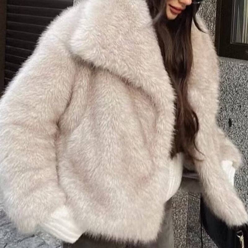 safistyle - Wholesale Fur/Faux Fur Coat - Women's - Loose Faux Fur Collar Coat7