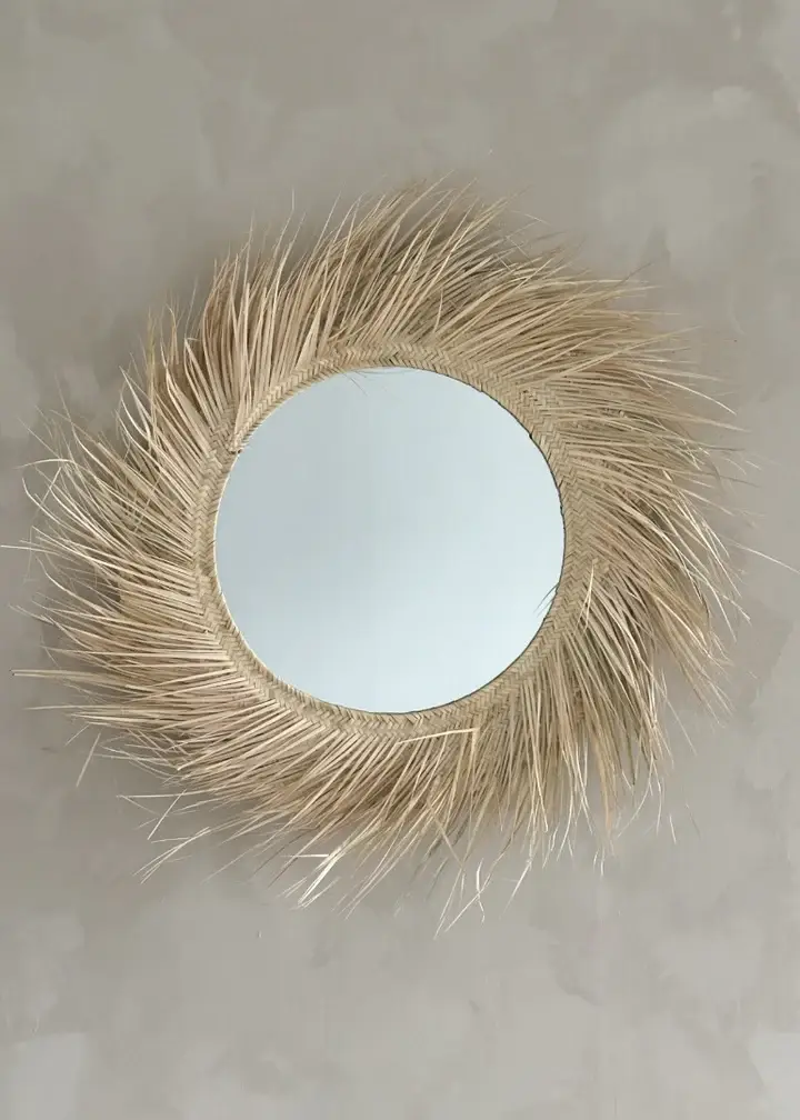 High crafty - Vendita all'ingrosso Specchi da parete - Specchio in Foglia di Palma Fatto a Mano – Design Organico Unico5