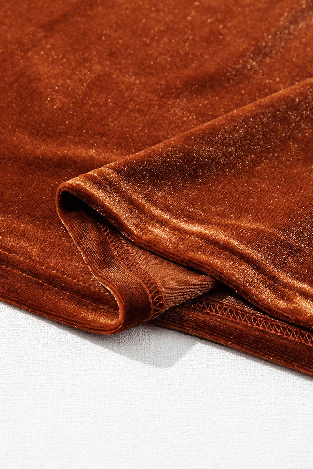 Flamme d'or Top en velours à col en V fendu à manches lanterne en vente sur Faire10