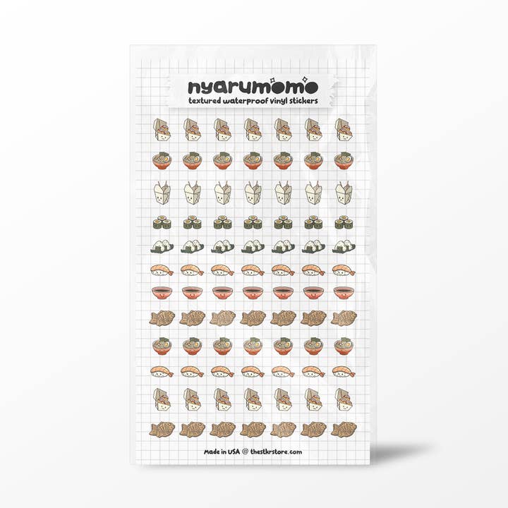 Nyarumomo Asiatisk Snack Klistermärkesark för wholesale av the stkr store